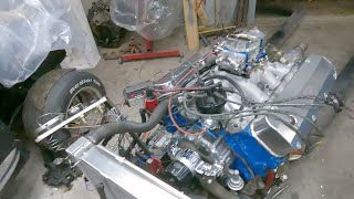 First Start 460 Big Block Ford Running On A Engine Stand Testing Rig [upl. by Yrrap491]