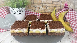 Leckerer Maulwurfkuchen vom Blech😋Blechkuchen mit Bananen🍌Schnell selbst gemacht [upl. by Reilamag]