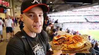 Eating the BIGGESTCRAZIEST concession item EVER at SunTrust Park [upl. by Akcirahs]