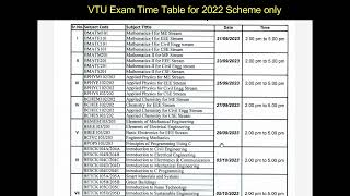 VTU Updates  VTU Circular Reg Semester End Exam Time Table for 2022 Scheme JulyAugust Examination [upl. by Katrina]