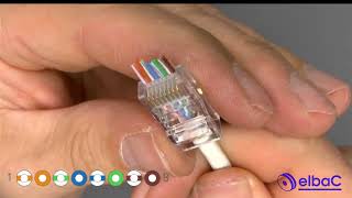 Montage dun connecteur RJ45 UTP traversant 940504 sur un câble UTP CAT6 70m 250504 [upl. by Connell]