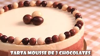 Tarta Mousse de 3 Chocolates  Muy Fácil y sin Horno [upl. by Larry]