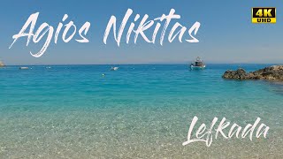 Lefkada Agios Nikitas beach walking tour in 4K [upl. by Alded]