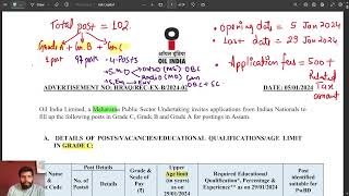 Oil India Ltd Recruitment 2024 – Apply Online for 102 Sr Officer Superintending Engineer etc [upl. by Niveek654]