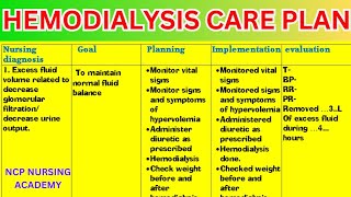 Hemodialysis  hemodialysis nursing care plan  chronic renal faliure care plan [upl. by Ociram680]