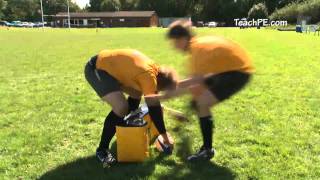 Rugby Drill  Rucking  Clearing a defender crossing arms [upl. by Darees745]