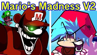 Friday Night Funkin VS Marios Madness V2 FULL WEEK  Cutscenes FNF Mod Mario 85MXMarioEXE [upl. by Merth]