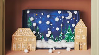 Christmas landscape made of recycled cardboard  DIY by Søstrene Grene [upl. by Trinl]