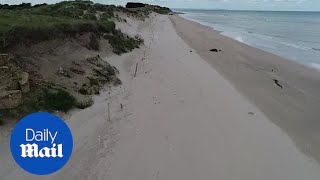 Incredible drone footage shows Normandy DDay beaches 75 years on [upl. by Jory441]