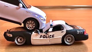 Unbelievable damages Police car crash test plasticine clay car [upl. by Habas]