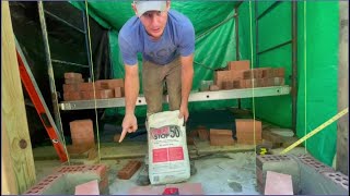 Brick fireplace construction  Episode 4 Installing concrete hearth slab [upl. by Tj176]