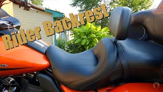 HarleyDavidson Adjustable Rider Backrest for Touring Motorcycles  On a 2020 Road Glide Limited [upl. by Nyrac938]