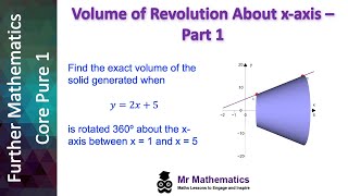 Volume of Revolution xaxis  Part 1  Mr Mathematics [upl. by Aydin]