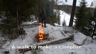 A walk on snow to bake a campfire [upl. by Yeliac]