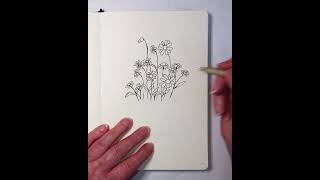 Floral Illustration Drawing Daisies in a Pot artjournalling [upl. by Daffi201]