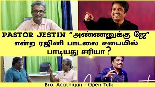 Pastor D Jestin Sing Rajini Song In Church Is It Right   Bro Agathiyan Open Talk  Eden Tv [upl. by Nerradal746]