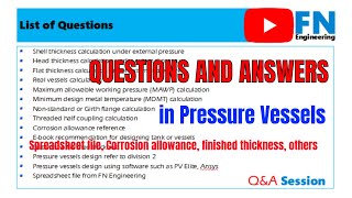 Question and Answer in Pressure Vessels  Corrosion Finished thickness Spreadsheet File  Ch1 [upl. by Eelam]