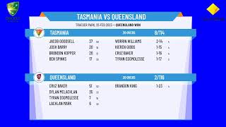 Cricket Australia  National Indigenous Cricket Champs  Men  Rnd4  Tasmania v Queensland [upl. by Ayikur]