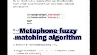 Metaphone fuzzy matching algorithm [upl. by Tildie]