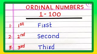 ORDINAL NUMBER 1 TO 100 IN ENGLISH [upl. by Darach]