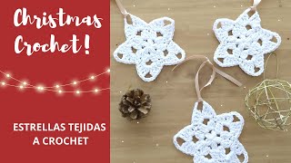 Cómo tejer estrellas a crochet para navidad  Ornamentos navideños tejidos con gancho [upl. by Awad747]