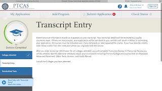 PTCAS Walkthrough Part 3 GRE Score and Transcript Entry [upl. by Ahsinod]