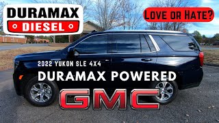 Review of our 2022 GMC Yukon SLE 4X4 with 30L Duramax [upl. by Lounge]