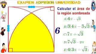 EXAMEN CATÓLICA ÁREAS DE REGIONES SOMBREADAS CIRCULARES PROBLEMA RESUELTO SOLUCIONARIO ADMISIÓN PUCP [upl. by Analak]