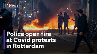 Covid Dutch police open fire at antilockdown protests amidst surging infections across Europe [upl. by Acinoryt]