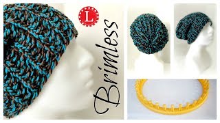 LOOM KNIT Hat for Beginners  Brimless Bottom Up Slouchy Round Loom  Loomahat [upl. by Ttenneb553]