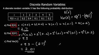 Discrete Random Variables The Expected Value of X and VarX [upl. by Ayama]