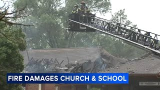 Fire damages Good Shepherd Church school in Downers Grove officials [upl. by Enomor604]