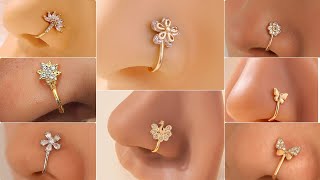 Nose Studs  Stunning and Gorgeous Gold Silver Diamond Nose Stud And Nose Ring Design Piercing 💡 [upl. by Attenra355]