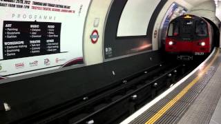 London Tube Station Embankment tube coming in to the station [upl. by Juley703]