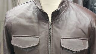 Brown sheepskin leather jacket mens  leather jacket with patch pockets  Genuine Lambskin leather [upl. by Dennett]