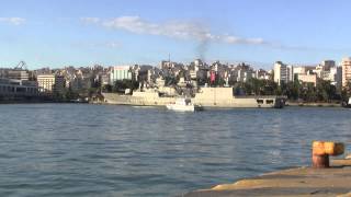 GREEK NAVY FRIGATE SALAMIS F455 RETURNS FROM LIBYA [upl. by Atiuqaj]