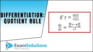 Differentiation  Quotient Rule  ExamSolutions [upl. by Adnylem]