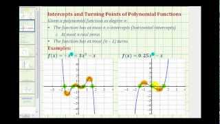 Turning Points and X Intercepts of a Polynomial Function [upl. by Bronny706]