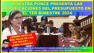 🔴😱MINISTRA PONCE PRESENTA LAS MODIFICACIONES DEL PRESUPUESTO EN EL 1ER BIMESTRE 2024 ¿Y EL BONO 380 [upl. by Horter]