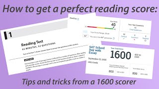 How to get a perfect score on the SAT reading section tips from a 1600 scorer [upl. by Edrick334]