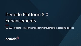 Denodo Platform 80 Q1 2024 Update  Resource manager improvements in stopping queries [upl. by Brodie]