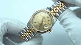 Rolex 16233 Datejust 36mm 18K Yellow Gold Fluted Bezel Gold Dial Jubilee Bracelet Complete Set 1999 [upl. by Aun959]