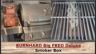 BURNHARD Big FRED Deluxe 4Brenner Gasgrill  Smoker Box  Smokebox  Räucherbox im Test [upl. by Gordy]