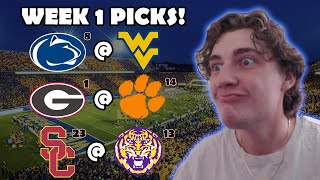 College Football WEEK 1 GAME PREDICTIONS [upl. by Weisburgh]