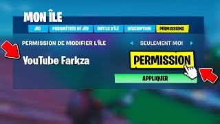 COMMENT CHOISIR qui peut AVOIR les quotPERMISSIONS de CONSTRUIREquot en MODE CRÉATIF sur FORTNITE [upl. by Pratte905]