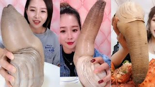 Chinese Girl Eat Geoducks Delicious Seafood 006  Seafood Mukbang Eating Show [upl. by Enirahtac]