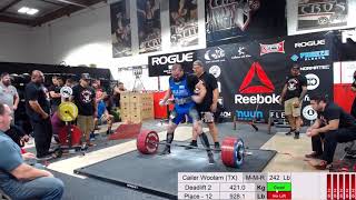 Cailer Woolam  421 kg928 lbs World Record Deadlift  PushPull Total  Reebok Record Breakers 2017 [upl. by Moscow]