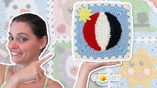 Beach Ball Square  July Fancy Granny Calendar Blanket  Crochet Pattern [upl. by Doelling589]