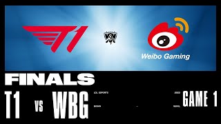 WBG vs T1  Game 1  FINALS Stage  2023 Worlds  Weibo Gaming vs T1 2023 [upl. by Aruasor]