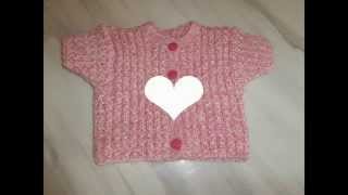 tuto tricot layette  gilet manche courte expliqué pendant le diaporama [upl. by Melinde]